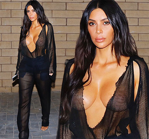 Sheer wonder! Kim Kardashian looks barely legal in a netted outfit for date night with Kanye