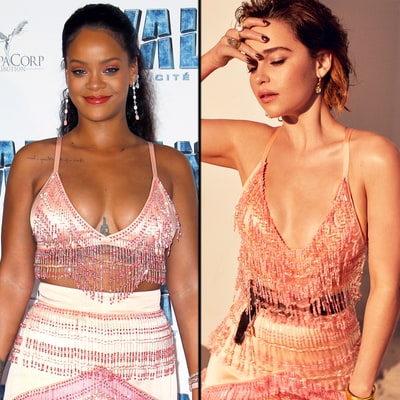 Rihanna and Emilia Clarke Sport the Same Pink Fringed Prada Outfit: Who Wore it Best?