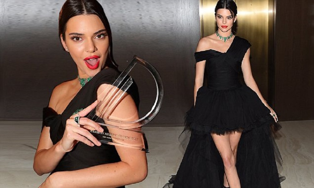 Kendall Jenner wows in a glamorous gown for the Daily Front Row’s Fashion Media Awards