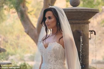 Demi Lovato’s fans go WILD after she poses as a blushing bride in full wedding dress and veil