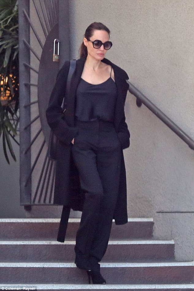 Angelina Jolie wears head to toe black in LA